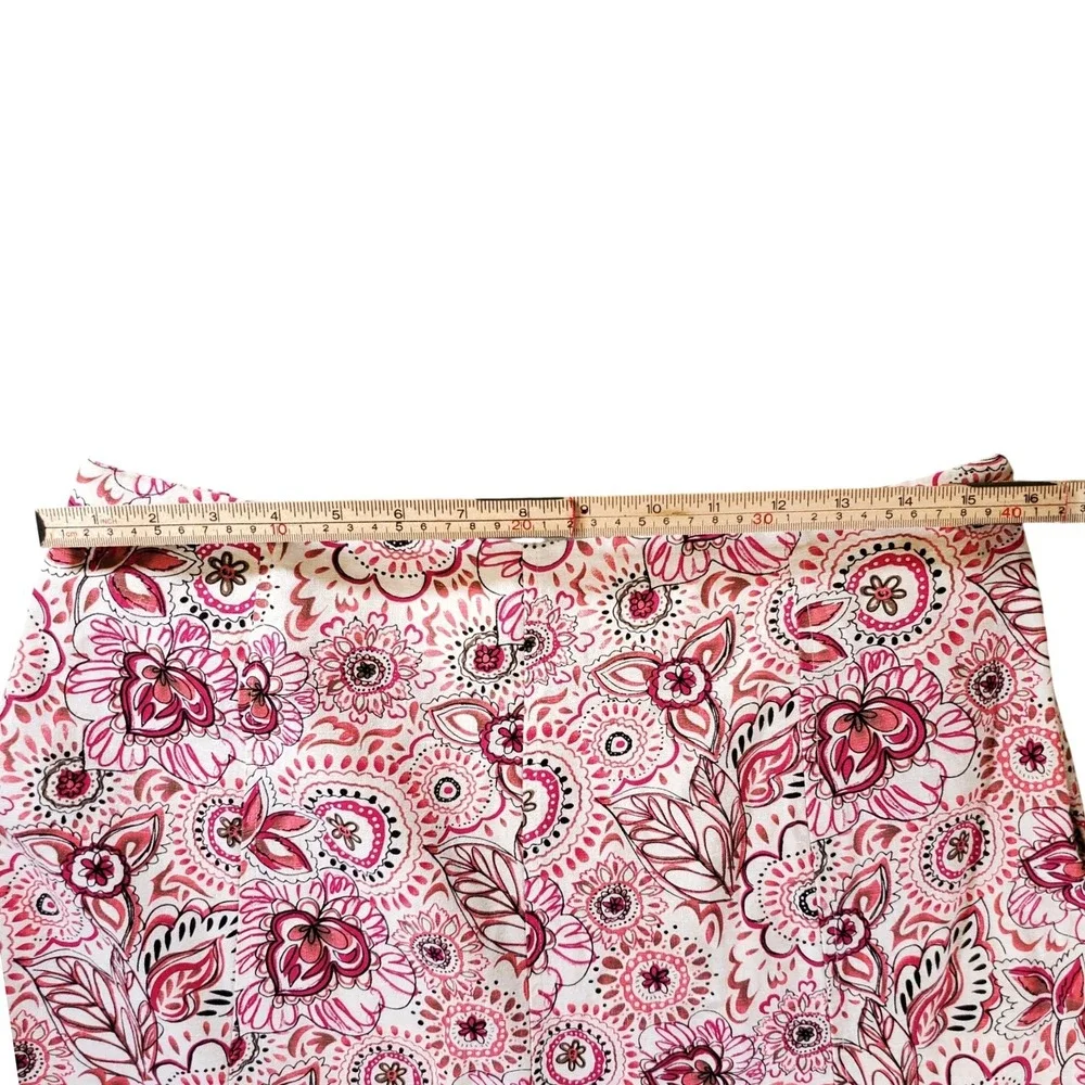 Christopher & Banks Y2K Pink Floral Linen Blend A-Line Midi Skirt‎ Size 10